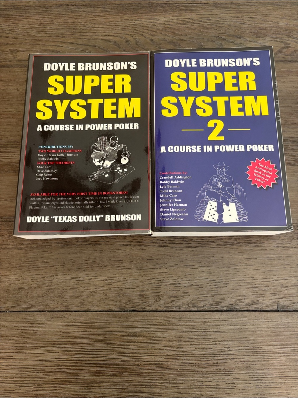 Super System & Super System 2 Poker Book Set - Blue and Black